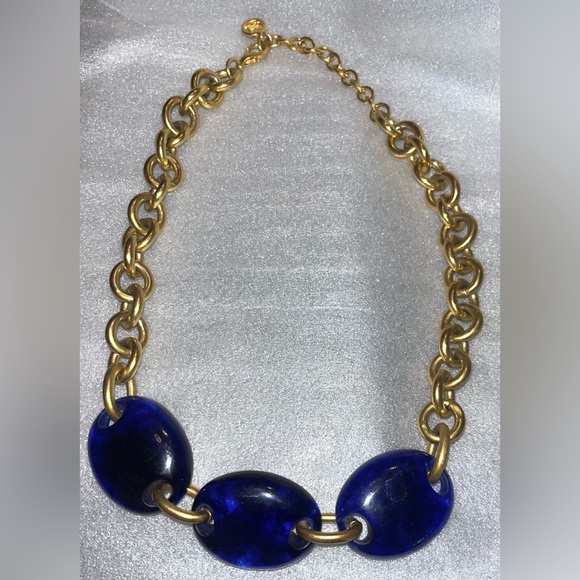 Vintage GIVENCHY StatementChunky Gold Tone Chain Link EnamelNecklace